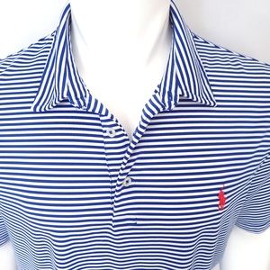 RALPH LAUREN Performance Polo Blue White Striped